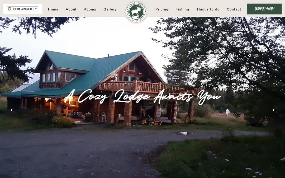 Homepage of Hungry Moose Bed and Breakfast